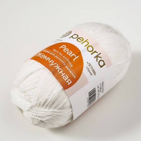 Yarn "Pearl" 50% cotton, 50% viscose 425m/100g (01-white)-4