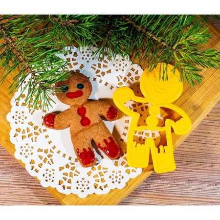 Bed -up form "gingerbread man", cutting, stamp, 11.5 × 8 cm, yellow color-6
