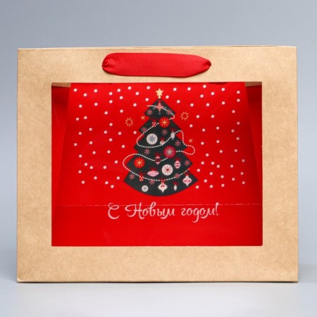 New Year's Craft gift package with a New Year tree plastic window, 24 x 20 x 11cm, New Year-3