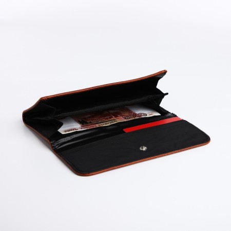 Women's wallet on the button, brown color-3