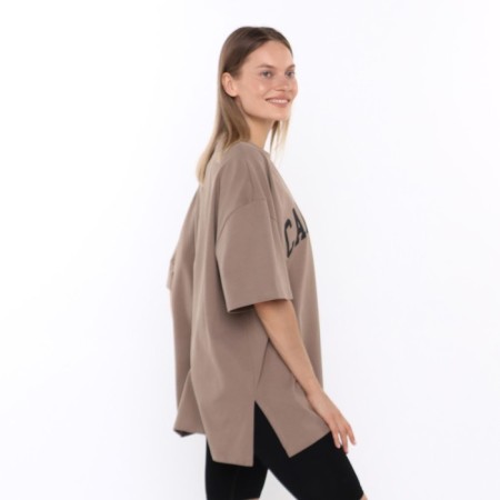 T-shirt female, brown color, Oversize size (42-46)-3
