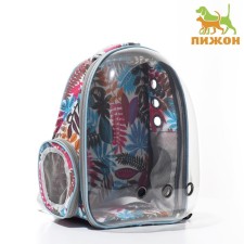 The backpack for carrying animals is transparent 