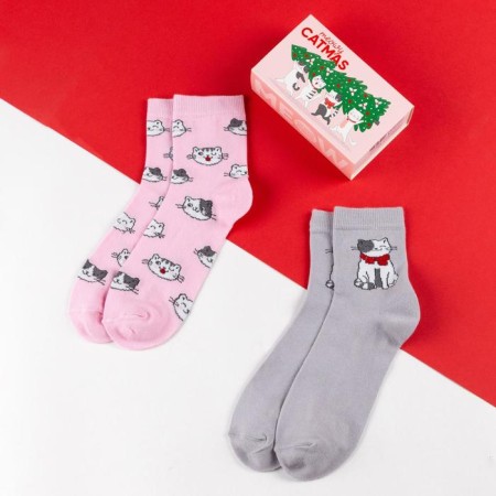 Набор женских новогодних носков KAFTAN "Catmas" р. 36-40 (23-25 см), 2 пары-1