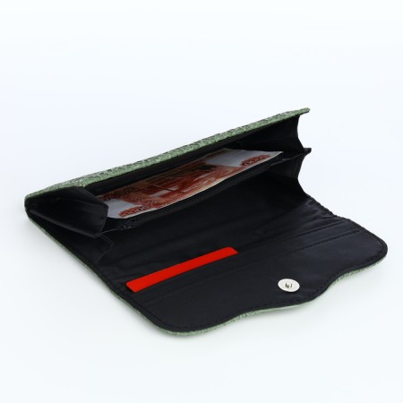 Women's wallet on magnet, green color-4