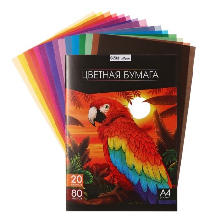 Colored paper A4, 80 sheets, 20 colors Calligrata Top, offset, in folder-1