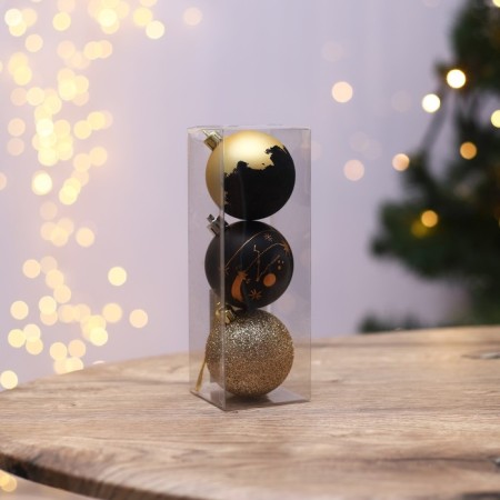 Christmas balls New Year's "Milky Way", for the New Year, plastic, d = 6, 3 pcs., Black gold-1