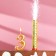 Candle for cake the number "3", "Oval + fountain" Golden