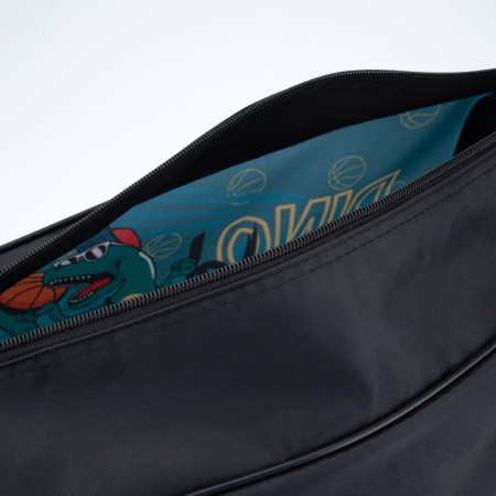Children's sports bag for a boy with a zipper, an outer pocket, blue/black color-3