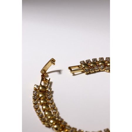 Bracelet with rhinestones "shine" thread in circles, white color in gold, 18 cm-2
