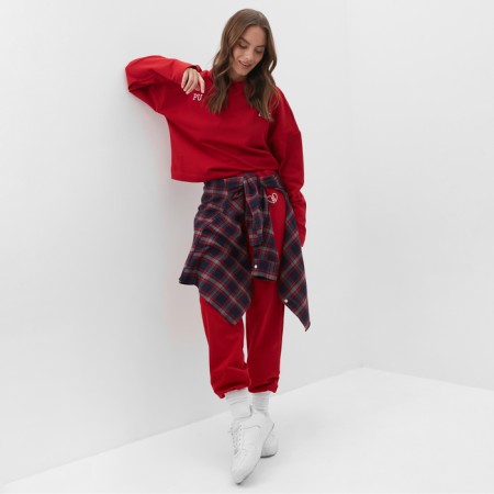 Women's costume (sweatshirt and trousers) Mist Punk with embroidery, p. 44-46, red-3