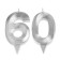 Candle in the cake jubilee "line" (set 2 in 1), number 60, silver metallic, 6.5 cm