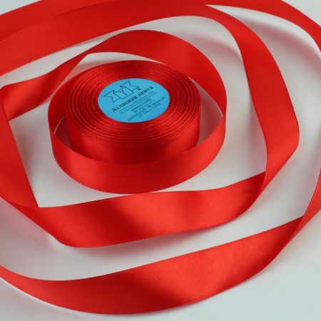 Satin tape, 25 mm × 33 ± 2 m, color red No. 111