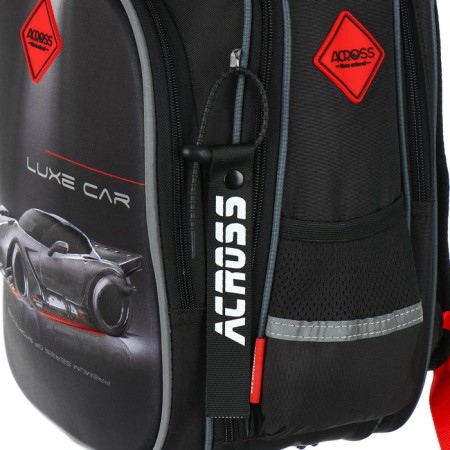 School backpack 37 x 28 x 13cm, ergonomic back, Across 557, black/red-9