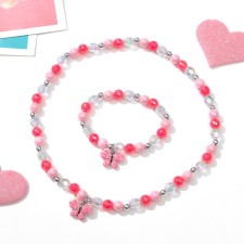 Set of children's “chosen” 2 subjects: pendant, bracelet, butterfly, pink color