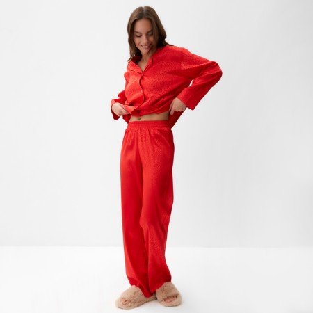 Women's pajamas (shirt, trousers) KAFTAN "Leopard", Red, p.40-42-4