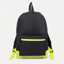 Youth backpack from lightning textiles, external pocket, “ZFTS”, black/green color
