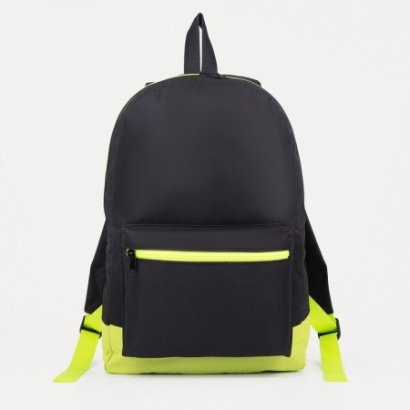 Youth backpack from lightning textiles, external pocket, “ZFTS”, black/green color