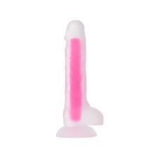 Falloimitator glowing in the dark, silicone, transparent pink, 20 cm