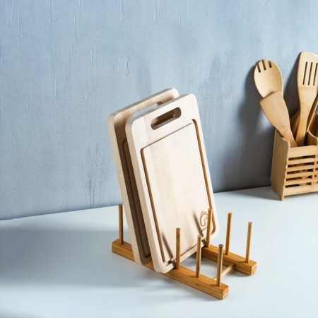 Stand for cutting boards and covers, 26 × 10.5 cm, 5 seats, bamboo-3