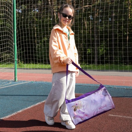 Children's sports bag for lightning girls, external pocket, lilac color-2