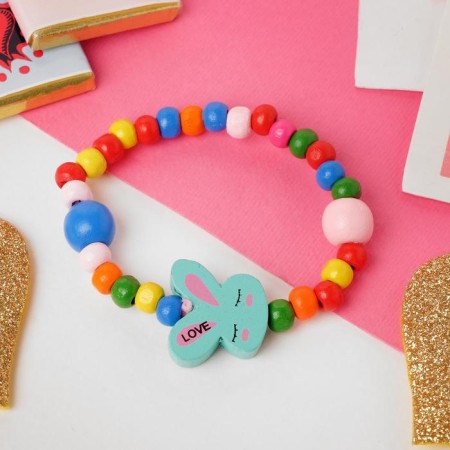 Bracelet Children's "chosen" bunny sleepy on a rainbow, color mix