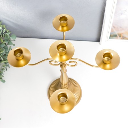 Summary Metal for 5 candles "Provence" gold 32x32x32 cm-3