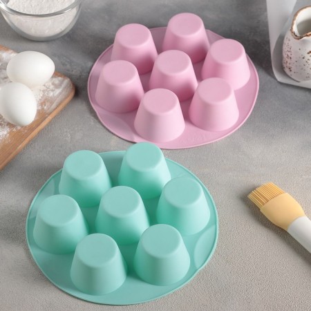 Baking uniform “Circle”, silicone, d = 25.5 cm, 7 cells (6 × 4 cm), color mix-5