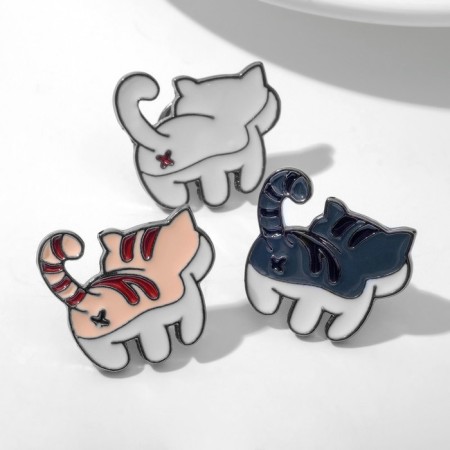 Set of icons (3pcs) "cats" tails, colored in silver-2