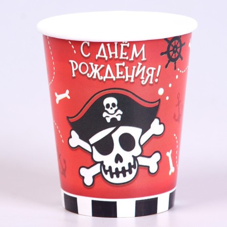 A single -single paper glass "Pirate", 250 ml, set 6 pcs-1