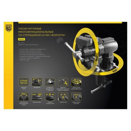 Cast iron grip Berger BG1341 Foress, 63 mm, multifunctional with clamp-3