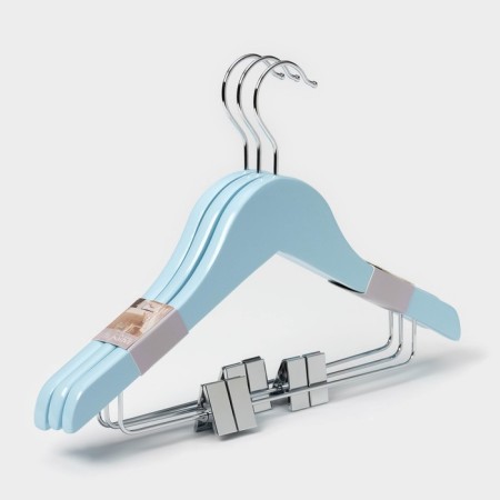 Shoulders - Ladoom hangers, 3 pcs, children, with clamps, 31.5 × 21.5 cm, blue color-5
