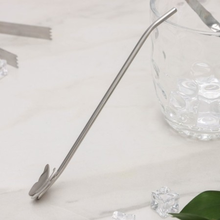 Spoon-pipe for a stainless steel cocktail “butterfly”, length 21 cm, silver color-1