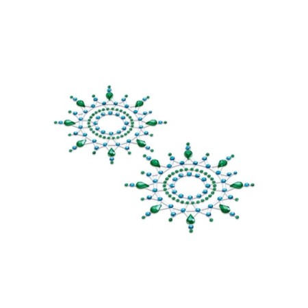 Set of stickers Breast & Pubic Jewelry Green and Blue Crystals, 3 pcs.-4