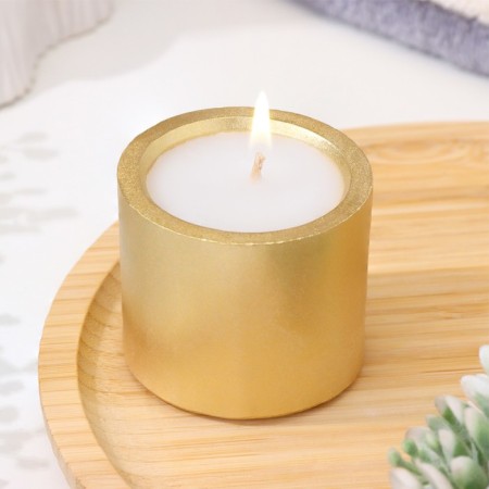 Candle "Cylinder" in a candlestick of gypsum is small, 5x3.5cm, gold