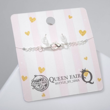 Set 2 objects: earrings, pendant "heart", white color in silver, 43 cm-2