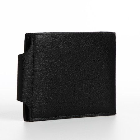Male purse on a magnet, department for bills, cards, coins, black color-1
