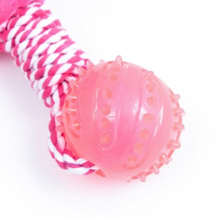 Toy for dogs 3-in-1 "Hippo": cable, soft with a squeak, tpr ball, 20 cm, pink-4