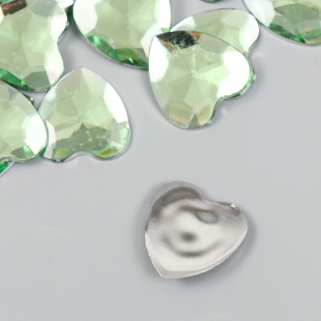 Decor for creativity plastic "Rhinestones heart. Light green" set of 30 pcs 2.5x2.5 cm-1