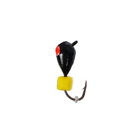 Mormyshka drop black, red eye + cube of grain cheese 1.1 g-1