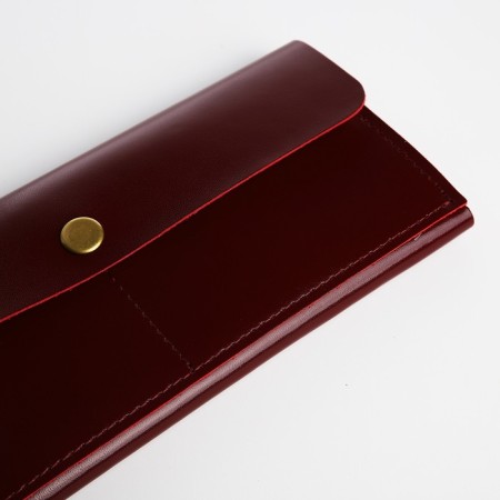 Women's wallet on the button, burgundy color-2