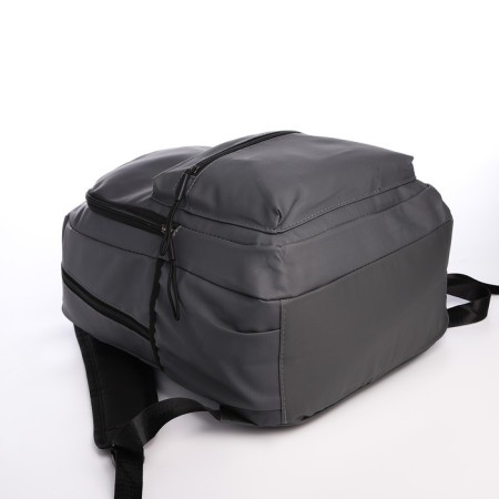 Youth backpack from textiles on lightning, waterproof, 3 pockets, color gray color-4