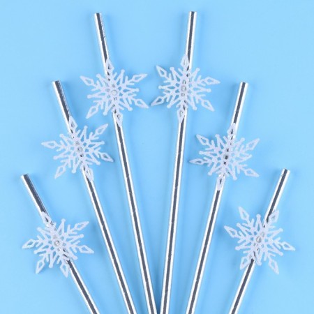 The tubes for the cocktail "Snowflakes", corners, in a set of 6 pieces, silver