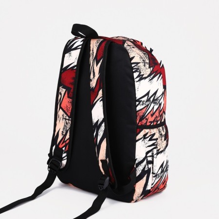 School backpack of textiles on lightning, 3 pockets, brown color-3