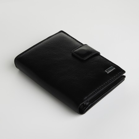 Male purse on magnet 3 in 1, department for auto documents, passports, black color-2