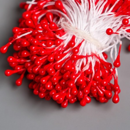 Stamens for flowers "droplets glossy raspberry" set 300 pcs length 6 cm-2