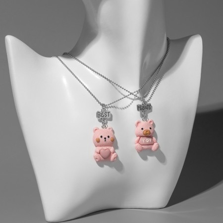 Kulons "Demetrons" bears, pink color in silver, 40 cm-5