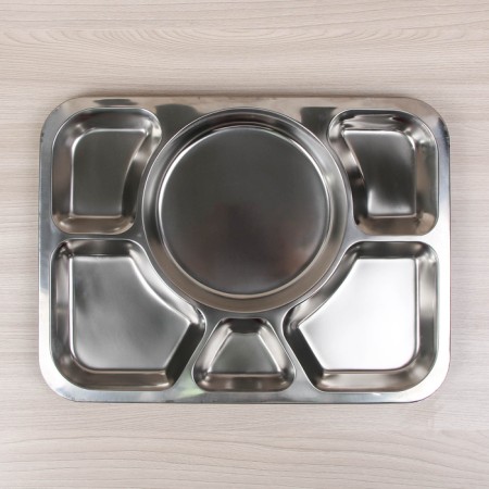 Stainless steel tray, 6 sections, 39.5 × 29 × 1.5 cm, silver color-1