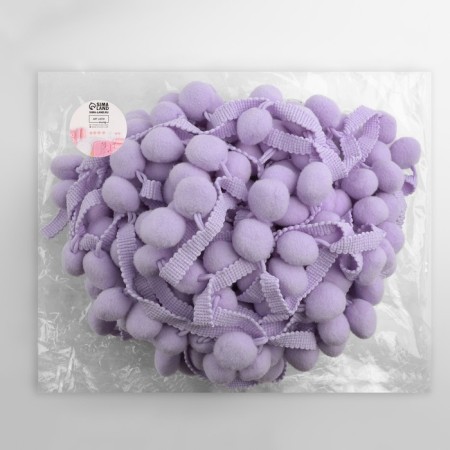 Decorative braid with pompons, 35 ± 5 mm, 9.1 ± 0.5 m, lilac color-1