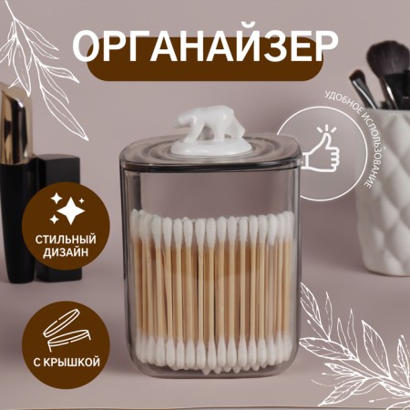 Organizer for storage "Bear", with a lid, 9 × 9 × 13.5 cm, the color is transparent