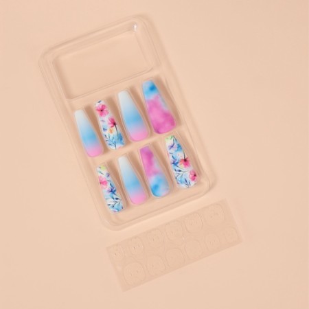 Pauls “gradient”, 12 pcs, with adhesive plates, ballerina shape, blue/pink/white color-1